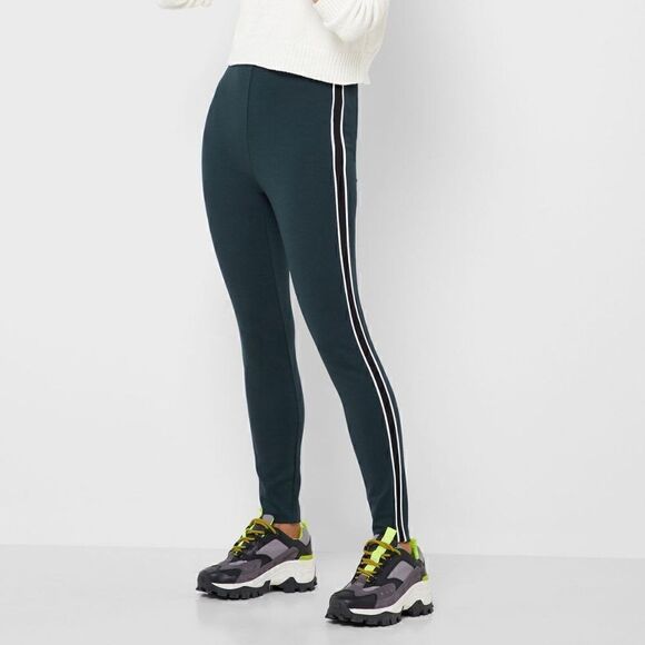 Forever 21 Side Stripe Green Leggings - Picture 1 of 10